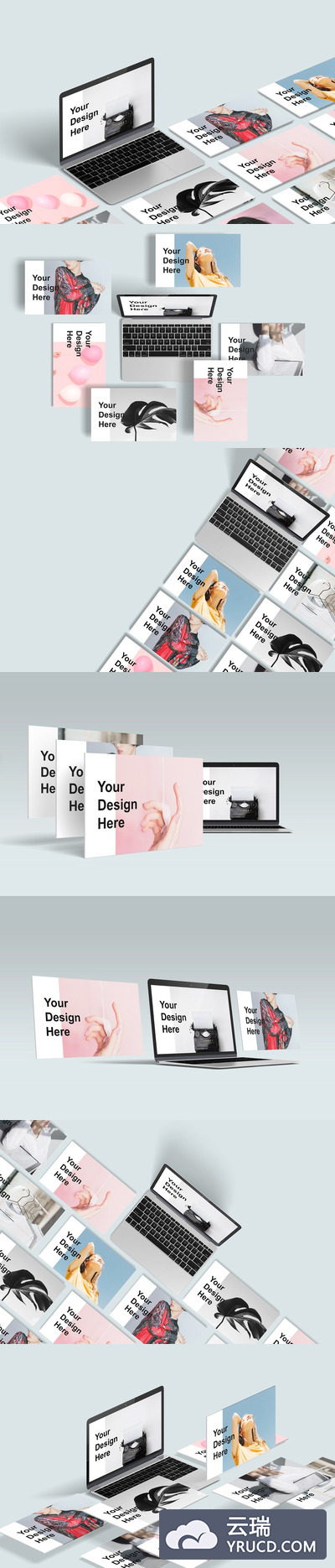 透视角度 Macbook 设计展示样机（PSD）