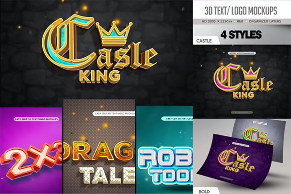 3D卡通漫画风格文字效果ps图层样式素材