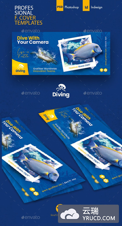 海洋海底潜水广告Facebook主页/封面模板