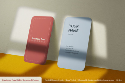 两个极简垂直90x50毫米圆角名片样机[PSD]
