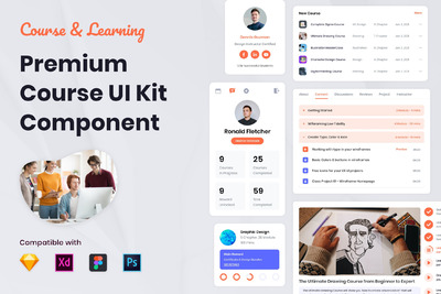 课程网络研讨会APP UI模板(FIG,PSD,SKETCH,XD)