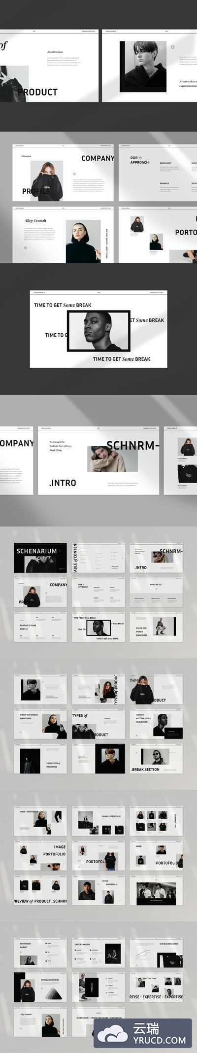 极简主义黑白时尚PPT模板（PPTX,KEY）