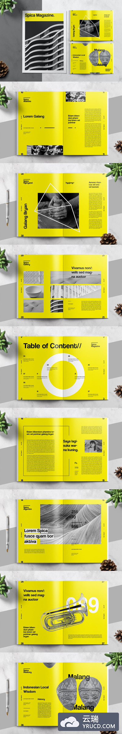 时尚艺术与展览杂志社论杂志品牌手册宣传册房地产楼书书籍装帧设计模板