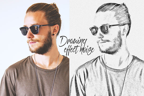 素描艺术绘画噪点效果ps动作下载