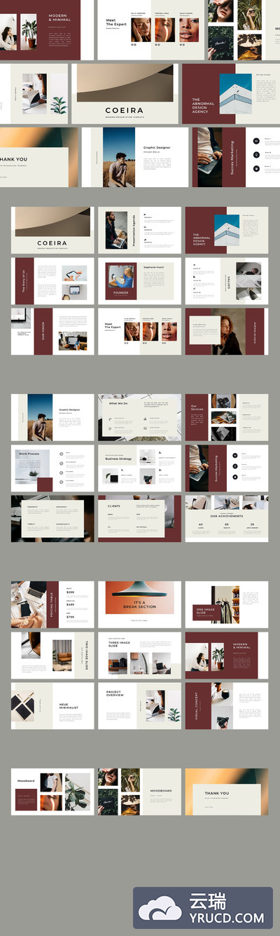 优雅简约商业商务提案powerpoint幻灯片演示模板（pptx）