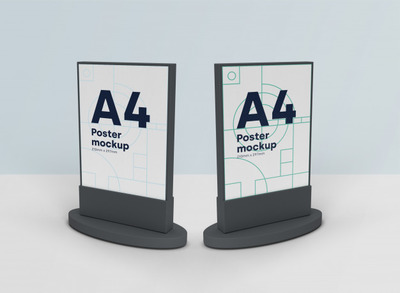 3D广告牌展示场景样机[PSD]