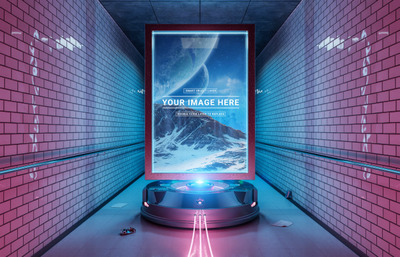 未来主义地下广告牌样机[PSD]