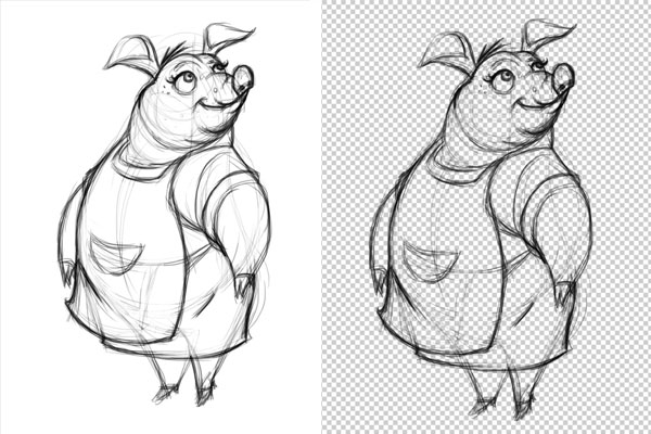 素描画白色背景去除效果ps动作下载