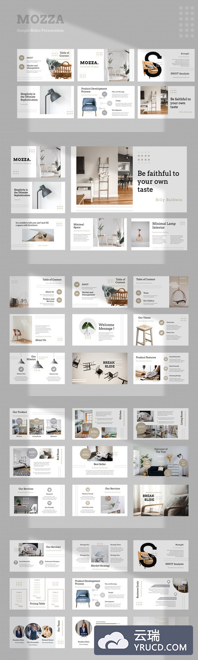 清新时尚高端优雅多用途的高品质SWOT分析Google Slides谷歌幻灯片演示模板（pptx）