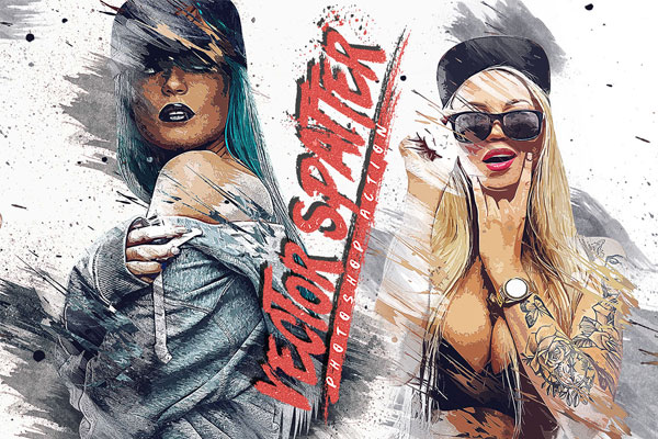 复古漫画矢量飞溅效果照片处理ps动作