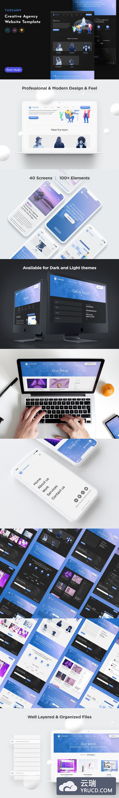 设计和网络公司机构网站模板（PSD,SKETCH,XD）