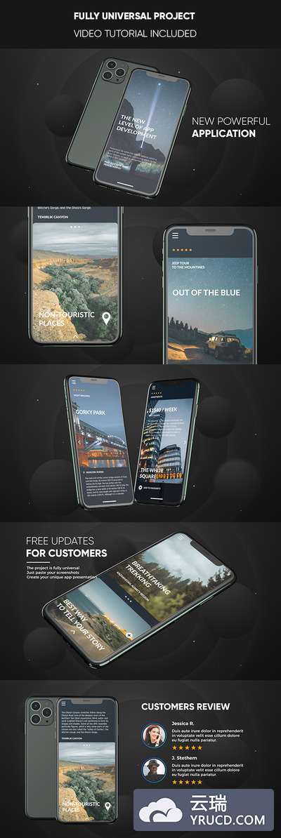 iPhone 11 Pro手机APP应用促销/演示视频AE模板