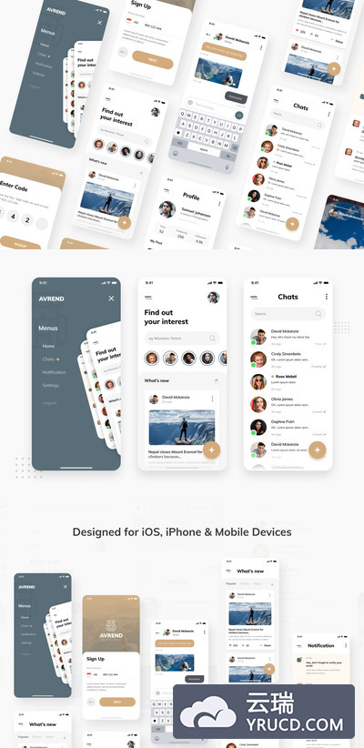社交网络UI模板Figma和PSD