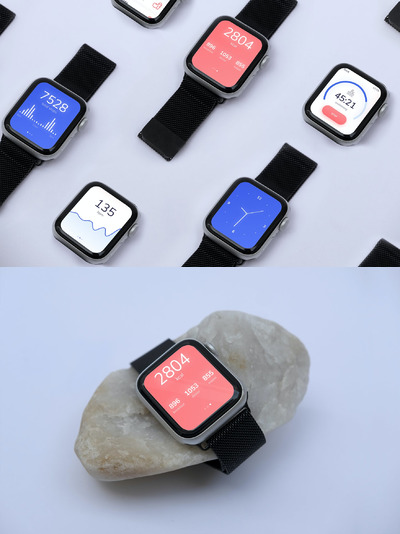 Apple Watch App UI设计展示样机（PSD）