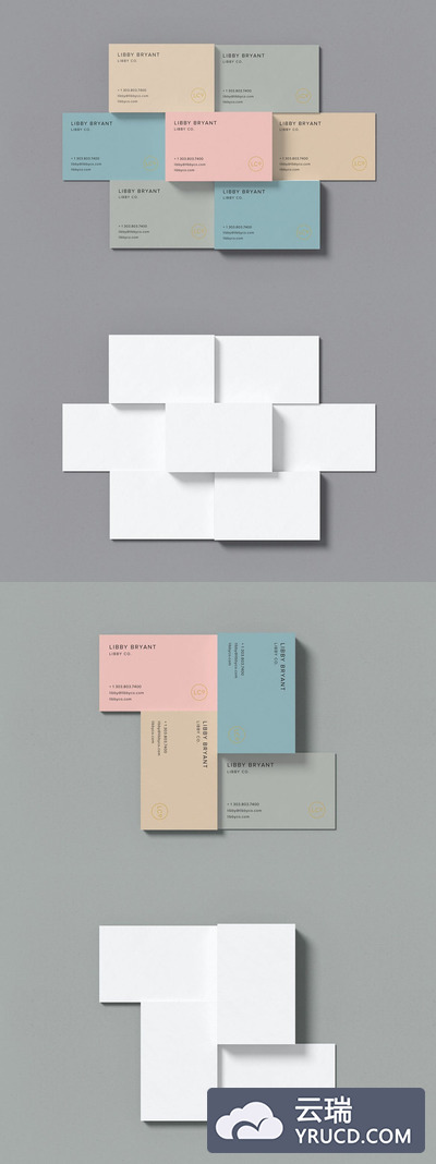 顶视角度的高端名片设计展示样机（PSD）