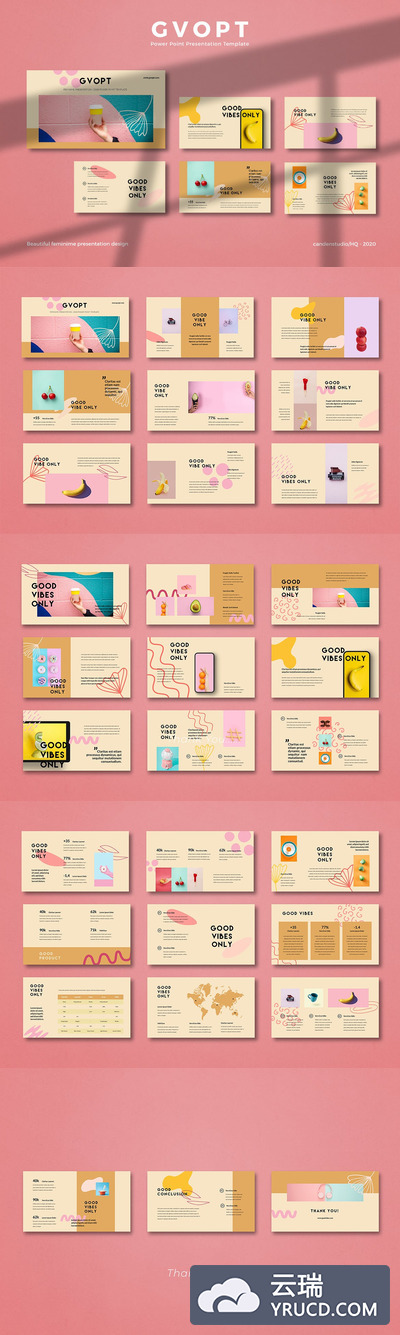 时尚高端简约清新优雅多用途的powerpoint幻灯片演示模板（pptx）