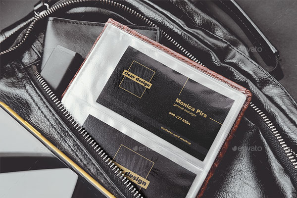 黑色高端商务名片夹场景样机