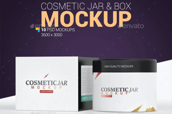 化妆品罐子&包装盒设计样机模板