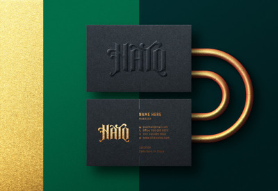 高端的黑色名片展示样机[PSD]