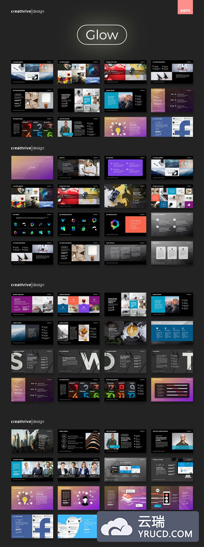 时尚高端SWOT分析powerpoint幻灯片演示模板（pptx）