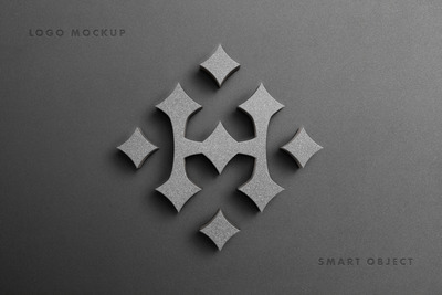 混凝土质感logo标志模型样机（PSD）