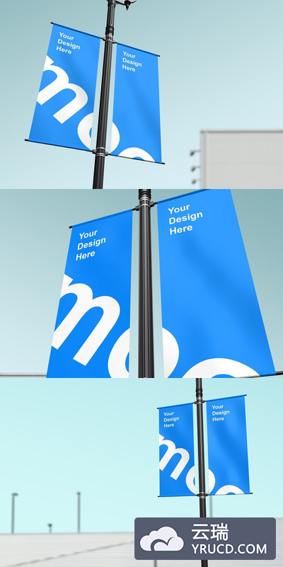 灯柱横幅广告设计展示样机（PSD）