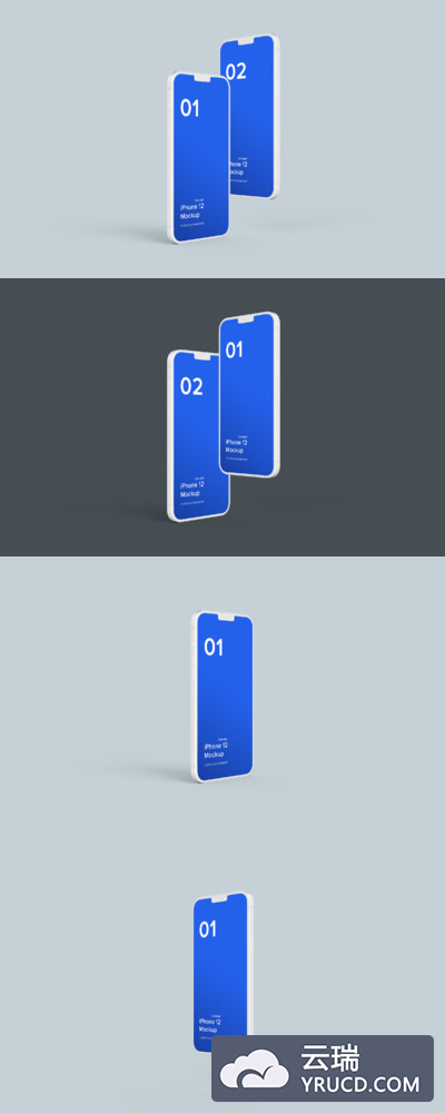 iPhone 12 白色外壳简约手机样机下载（PSD）