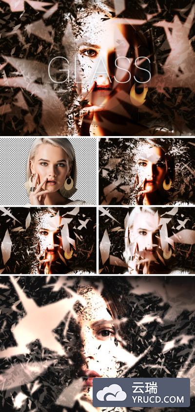破碎玻璃/分散色散效果照片样机