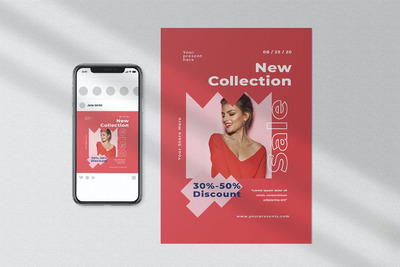 简约时尚高端促销海报设计模板-PSD，AI