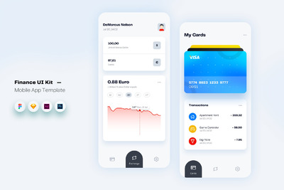 金融产品 App UI Kit 模板（FIG,PSD,SKETCH,XD）