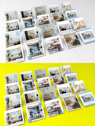 方形社交广告设计展示样机（PSD）