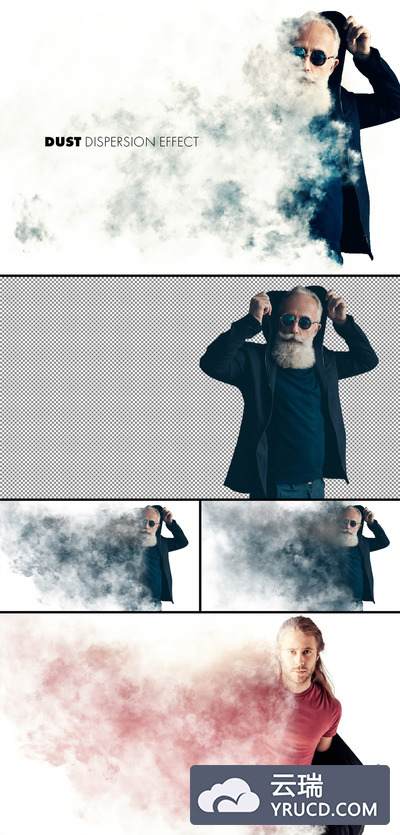 逼真的烟尘&烟雾扩散效果psd样机