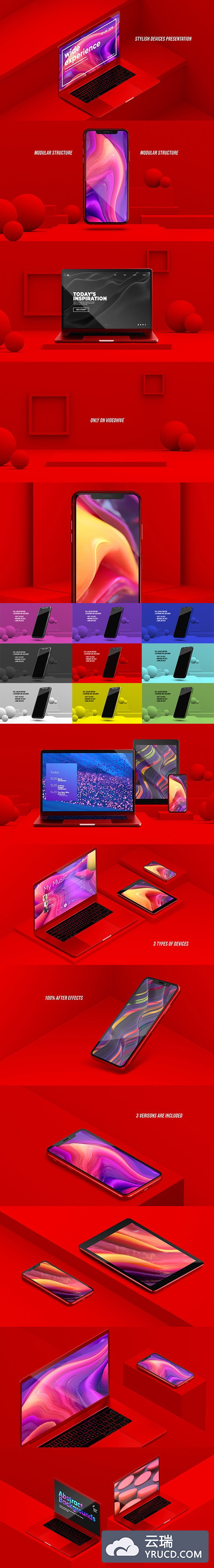 时尚响应式设备UI/UX设计演示视频AE模板