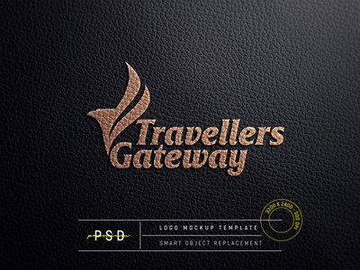 黑色皮革浮雕logo模型[PSD]