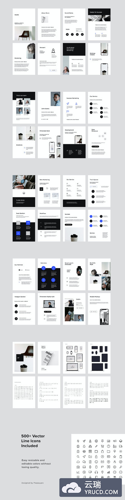 现代风格垂直版本的PPT模板（PPTX）