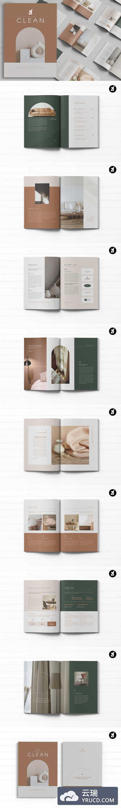 优雅时尚简约多用途高品质画册宣传册杂志房地产楼书设计模板-AI，INDD，PSD，SVG