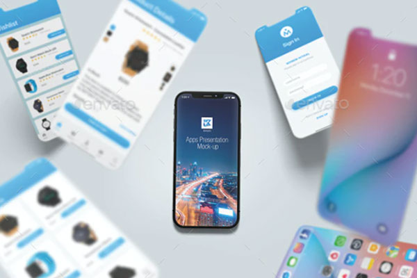 手机App应用演示效果图样机模板