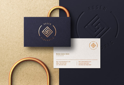 名片上的logo印制金色效果样机[PSD]