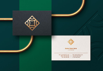 奢华名片上的金色logo样机[PSD]