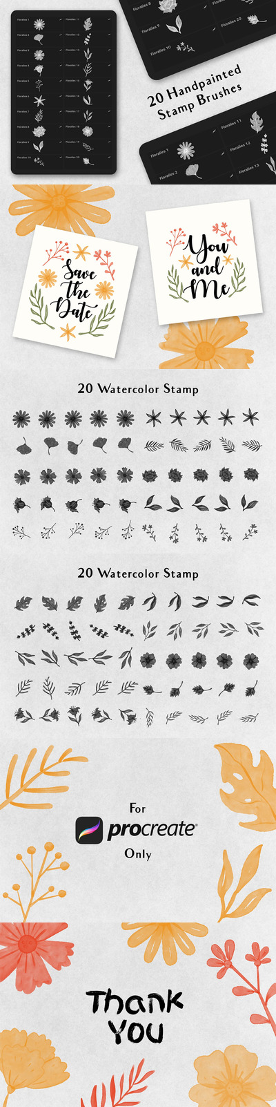 常用绘画树叶 Procreat 笔刷(brushset)