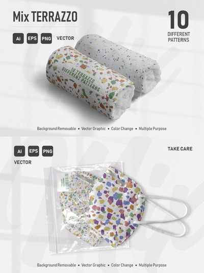 无缝意大利水磨石背景（AI,PSD）