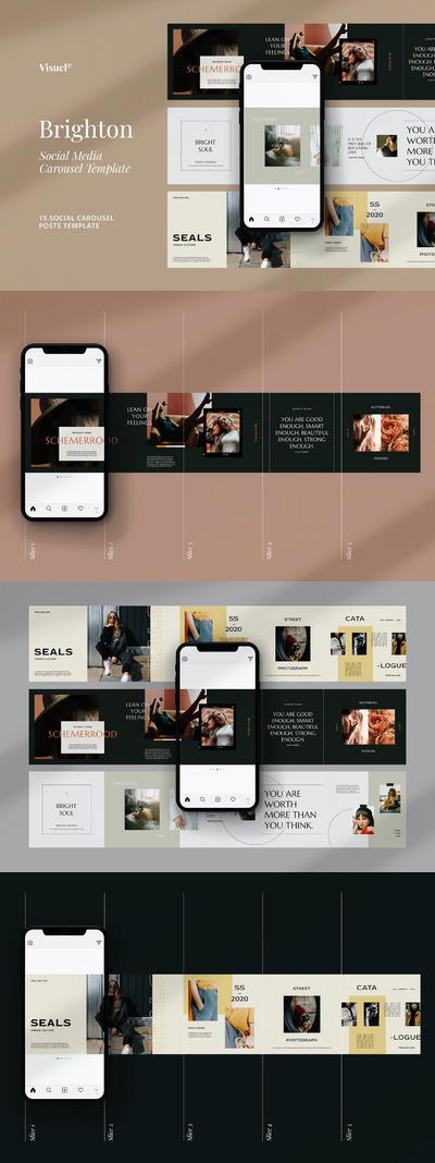 高端时尚优雅简约多用途Instagram社交媒体banner海报设计模板集合-PSD