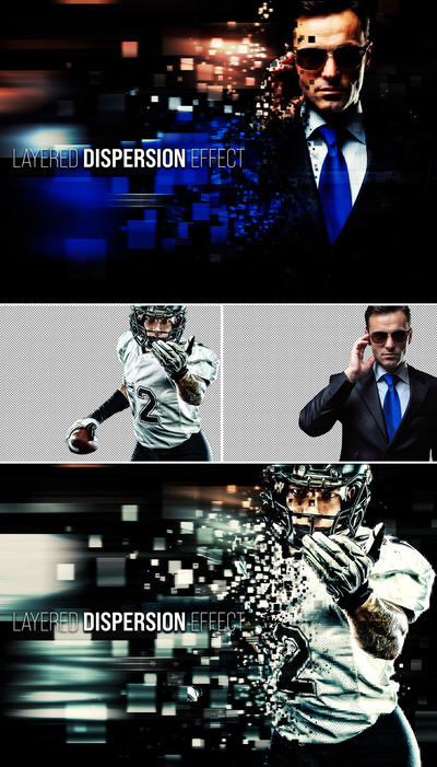 破碎打碎图像分散效果样机psd模板