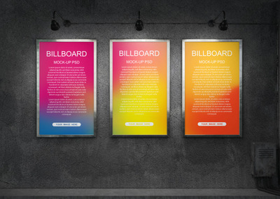 旧混凝土墙上的广告牌模型[PSD]