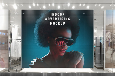 商店橱窗中心室内广告样机[PSD]