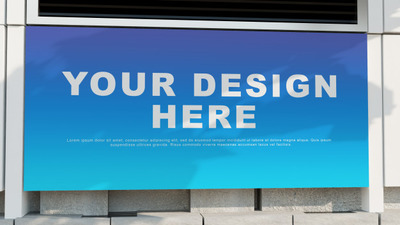 现代户外矩形广告牌或招牌样机[PSD]
