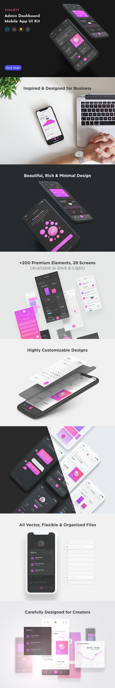 移动端数据仪表板移动APP UI模板（PSD,XD,SVG,SKETCH）