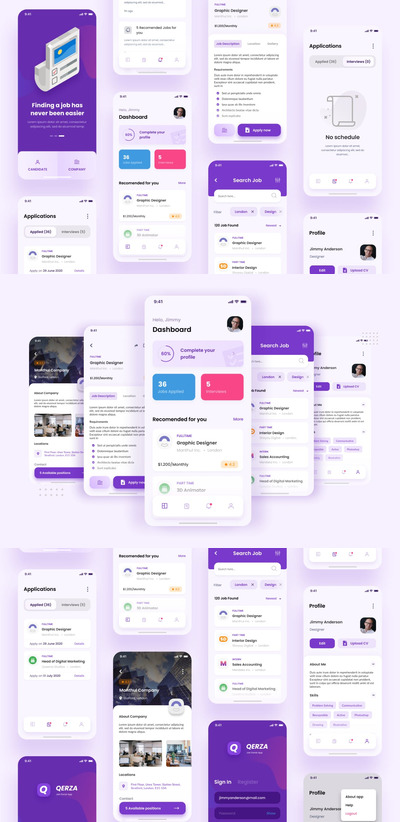 找工作门户iOS APP设计UI图和PSD模板（PSD,FIG）