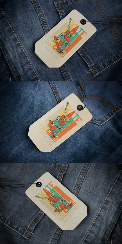 个性的牛仔裤吊牌设计展示样机（PSD）