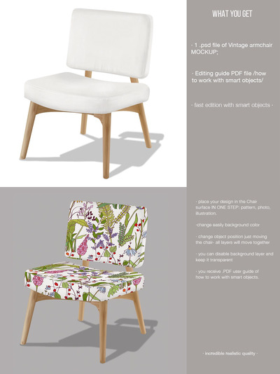 扶手椅座垫面料设计展示样机（PSD）